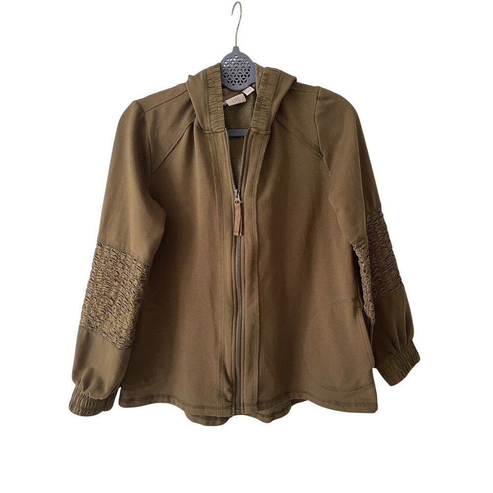 LOGO Life Lori Goldstein Olive Zip Up Hoodie Jacket XS